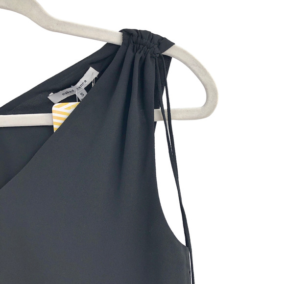 Naked Zebra NEW Womens Size Small Ruched Sleeveless Chiffon Blouse in Black - Picture 5 of 7